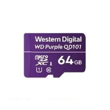 Memoria MicroSDXC Western Digital Purple - 64GB - Clase 10 - para Videovigilancia - WDD064G1P0C