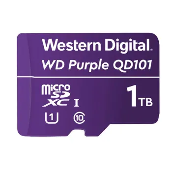 Memoria MicroSDXC Western Digital Purple SC QD101 - 1TB - Clase 10 - Para Videovigilancia - WDD100T1P0C