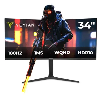 Monitor Gamer YeYian Proact FV234 - 34" - WQHD - 180Hz - HDMI - DisplayPort - Curvo - YMC-FV234-M1