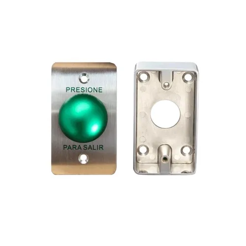 Botón Liberador YLI PBK818A800AM - Tipo Hongo - Caja De Metal para Instalación - KIT-PBK-818A/MBB-800A-M