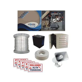Paquete de Energizador Yonusa PACK127AF - Sirena - Gabinete Metálico - Bobina de Alambre - Bobina Cable Bujía - Batería - 5 Letreros - PACK127AF