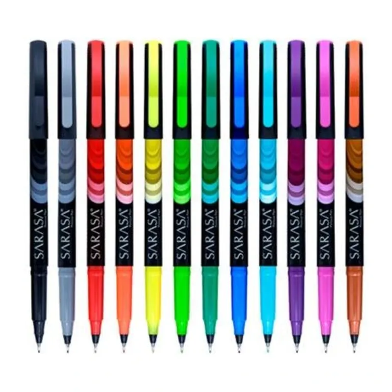 Marcador Zebra 4008-46 - Sarasa Porous - Punto Fino - 0.8mm - Colores Surtidos - Estuche con 12 Piezas - 4008-46