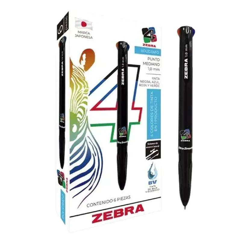 Bolígrafo Zebra 7941-06 - 1.0mm - 4 Colores - 6 Piezas - 7941-06