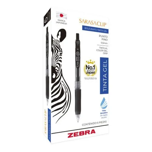 Bolígrafo Zebra Sarasa Clip Rollerball - 0.5mm - Negro - 6 Piezas - 808NGRFNC006 Bolígrafo Zebra Sarasa Clip Rollerball - 0.5mm - Negro - 6 Piezas - 808NGRFNC006