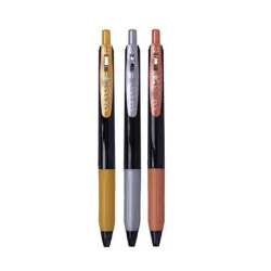 Bolígrafo Retráctil Zebra - Sarasa Decoshine - Punto Fino 0.5 - Grip de Goma - 3 Colores Metálicos - Blíster - 809MTLFNB003