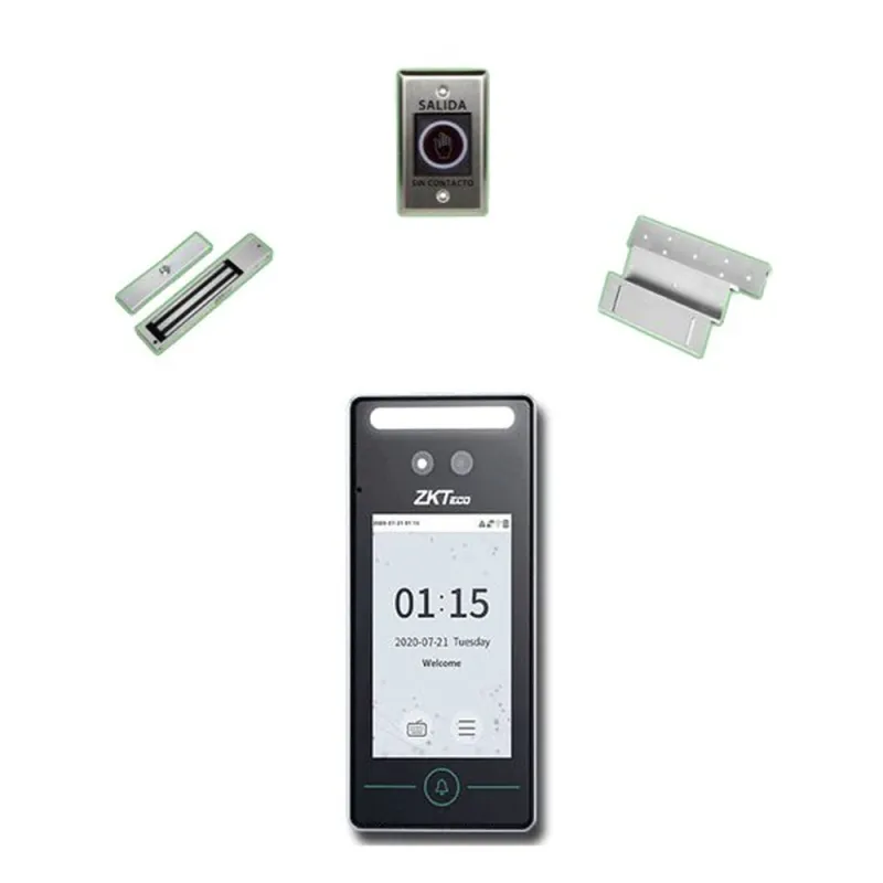 Paquete de Control de Acceso ZKTeco SFV4L1ACPack - Control de Acceso SpeedFaceV4L - Botón de Salida K11 - Cerradura Magnética LM2805 - FACEV4L1DPACK