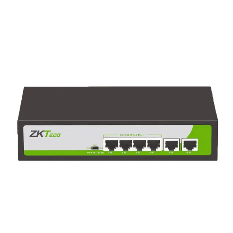 Switch ZKTeco PE082-120-C - Fast Ethernet - 6 Puertos - Soporta 4 PoE+ - No Gestionado - PE042-55-C