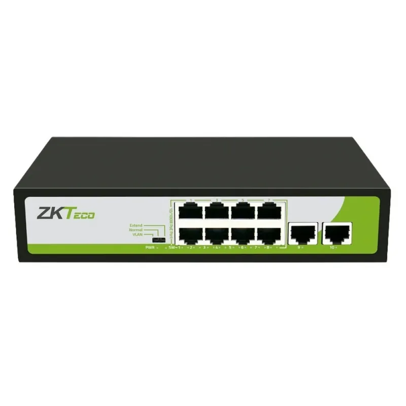 Switch ZKTeco PE082-120-C - Fast Ethernet - 10 Puertos - Soporta 8 PoE - No Gestionado - PE082-120-C