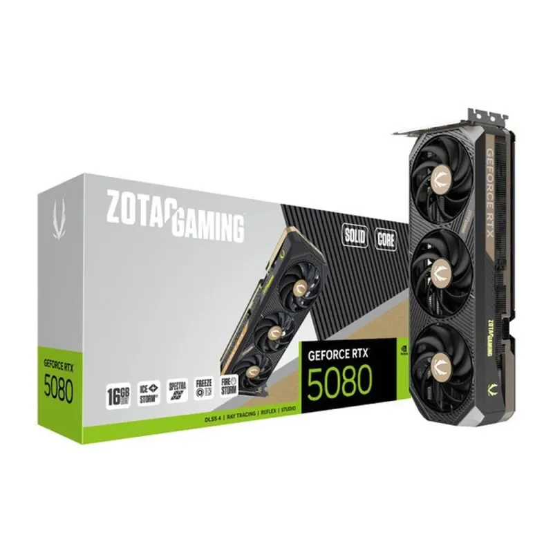 Tarjeta de Video Zotac GeForce RTX 5080 SOLID CORE OC - 16GB - 256-bit - PCI-E 5.0 - GDDR7 - HDMI - DisplayPort ¡Cómpralo y llévate Borderlands 4 Standard Edition! Un código por cliente - ZT-B50800J2-10P