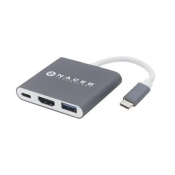 Adaptador Tipo C Naceb Na 0111 Hdmi Usb 3.0 Usb C Plata - NA-0111