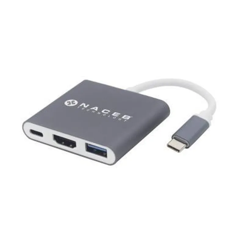 Adaptador Tipo C Naceb Na 0111 Hdmi Usb 3.0 Usb C Plata - NA-0111