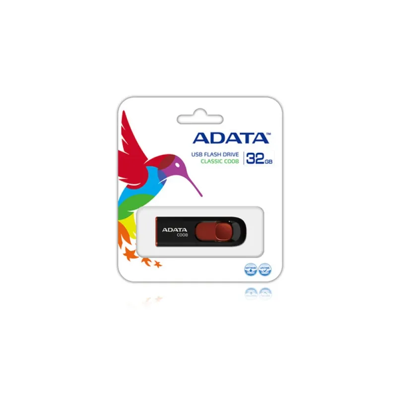 Memoria Usb Adata C008 32Gb Usb 2.0 Negro/Rojo - AC008-32G-RKD
