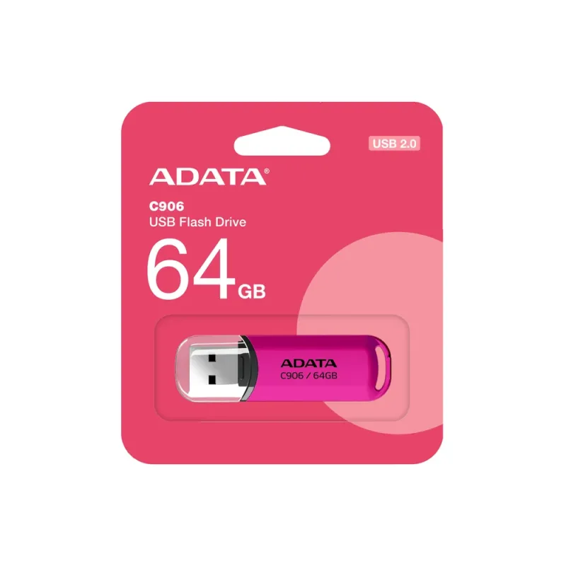 Memoria USB ADATA C906 - 64GB - USB 2.0 - Rosa - AC906-64G-RPP