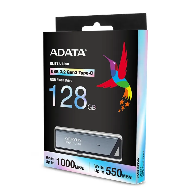 Memoria USB ADATA ELITE UE800 - 128GB - USB-C - Plata - AELI-UE800-128G-CSG