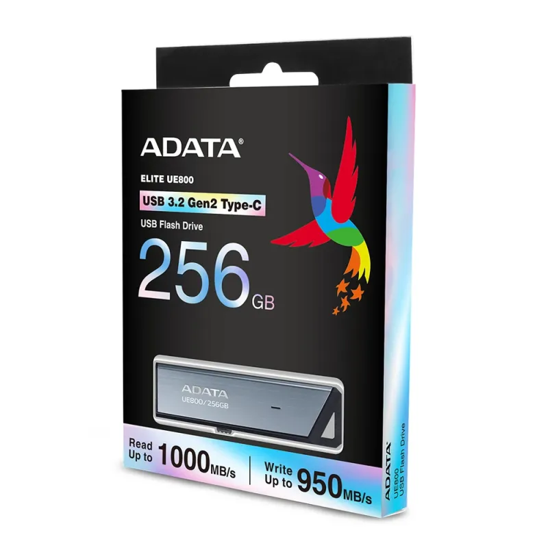 Memoria USB ADATA ELITE UE800 - 256GB - USB-C - Plata - AELI-UE800-256G-CSG