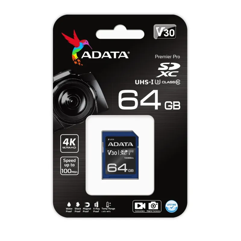 Memoria Sdxc Adata 64Gb Clase 10 Uhs I - ASDX64GUI3V30S-R