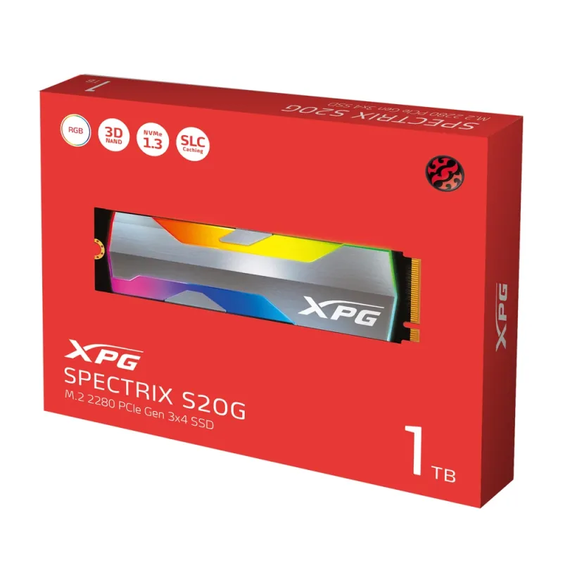 Unidad de Estado Sólido ADATA XPG SPECTRIX S20G - M.2 2280 - 1TB - PCIe Gen3x4 - RGB - ASPECTRIXS20G-1T-C