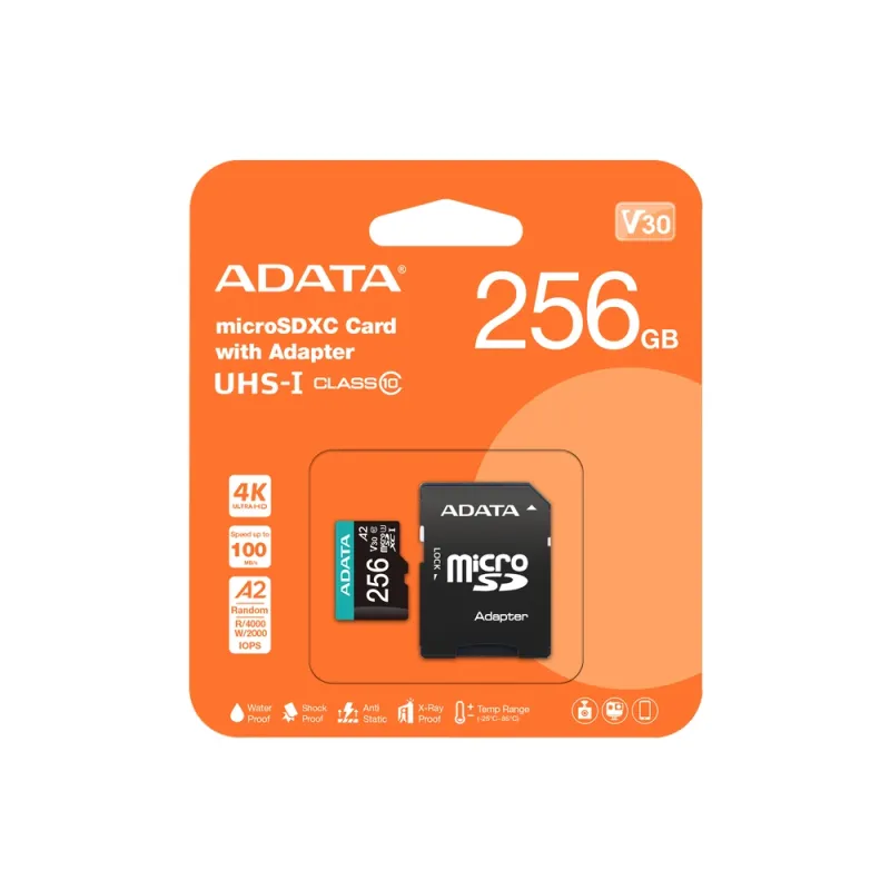 Memoria MicroSDXC ADATA Premier Pro - 256GB - Clase 10 - UHS-I - AUSDX256GUI3V30SA2-RA1