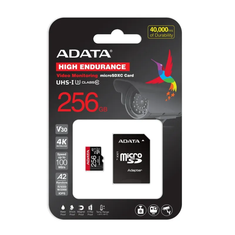 Memoria MicroSDHC Adata - 256GB - Clase 10 - UHS-I - C/Adaptador - AUSDX256GUI3V30SHA2-RA1