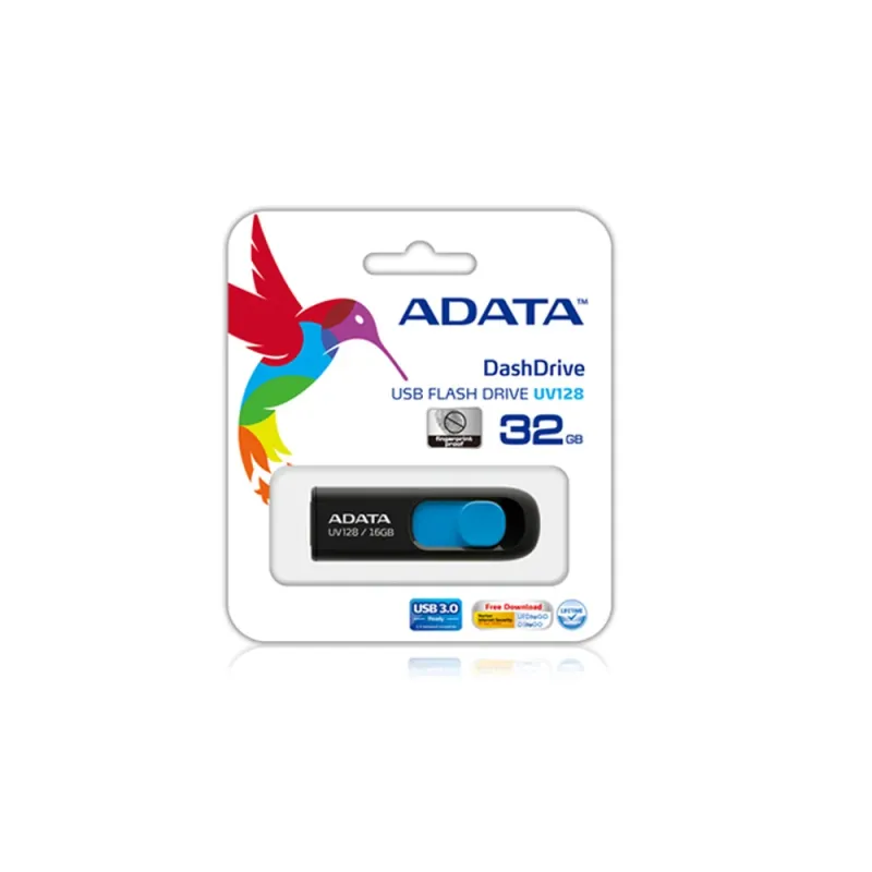 Memoria Usb Adata Dashdrive Uv128 128Gb Usb 3.0 Negro/Azul - AUV128-128G-RBE