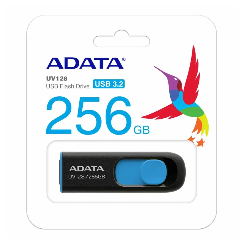 Memoria Usb Adata Uv128 256Gb Usb 3.2 Gen1 Negro/Azul - AUV128-256G-RBE
