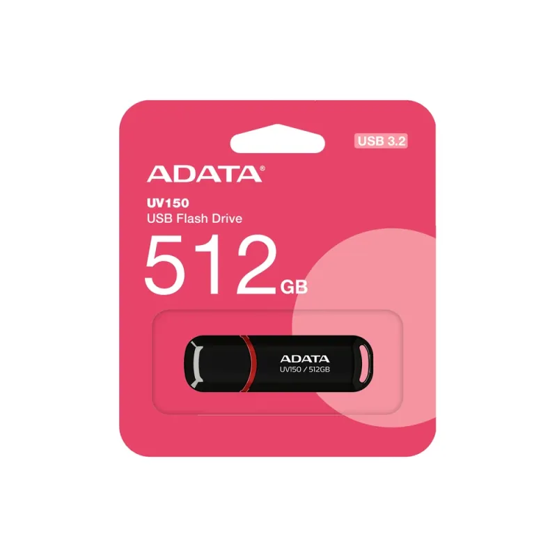 Memoria USB ADATA UV150 - 512GB - USB 3.0 - Negro - AUV150-512G-RBK