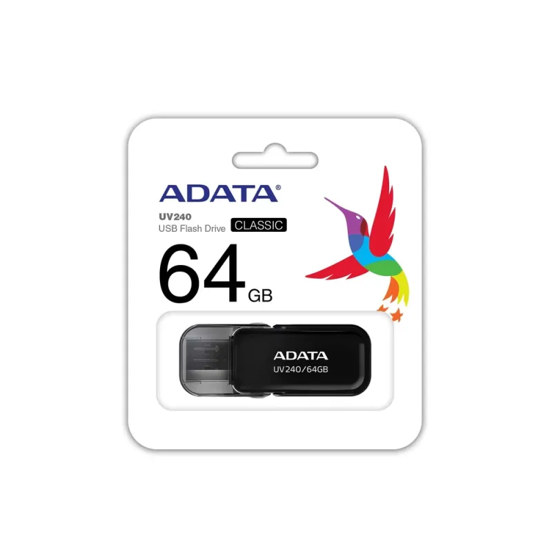 Memoria USB ADATA UV240 - 64GB - USB 2.0 - Negro - AUV240-64G-RBK