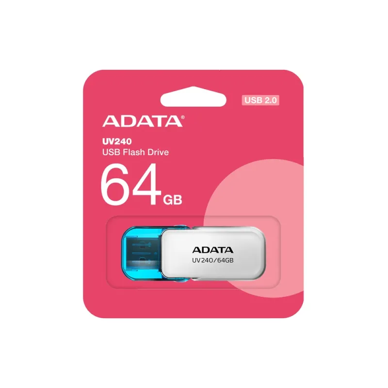 Memoria USB ADATA UV240 - 64GB - USB 2.0 - Blanco - AUV240-64G-RWH