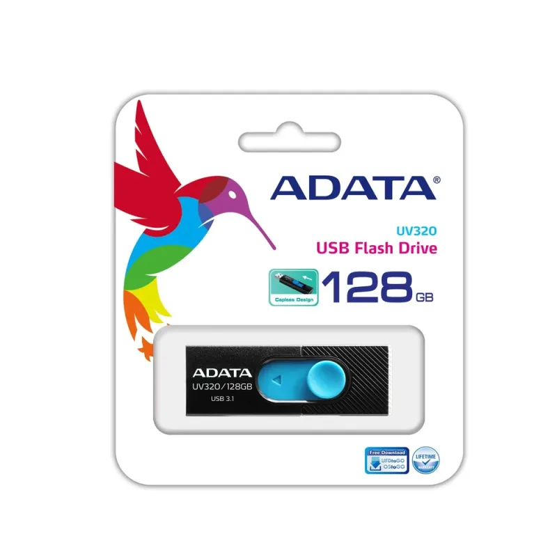 Memoria Usb Adata Uv320 128Gb Usb 3.1 Negro/Azul - AUV320-128G-RBKBL