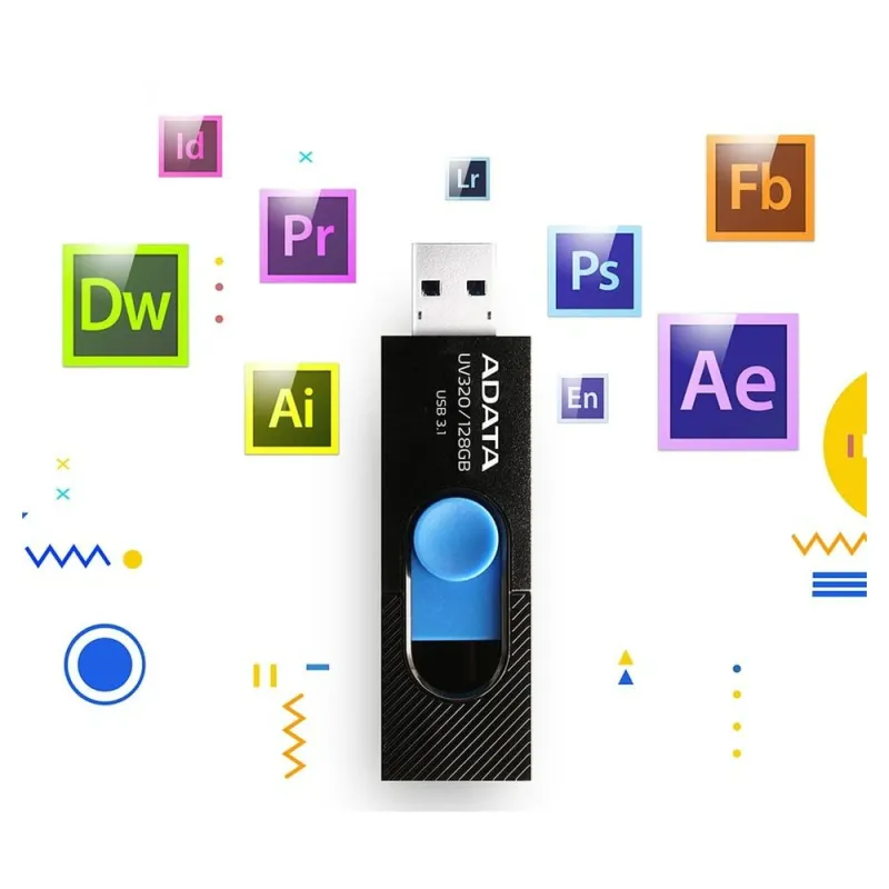 Memoria Usb Adata Uv320 128Gb Usb 3.1 Negro/Azul - AUV320-128G-RBKBL