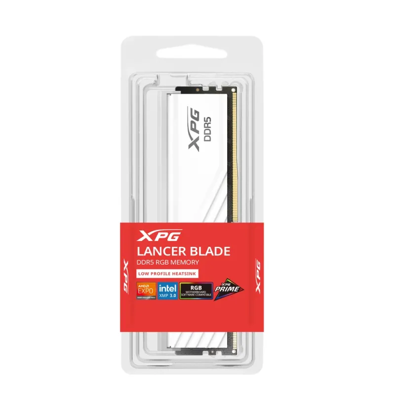 Memoria RAM ADATA XPG LANCER BLADE RGB - DDR5 - 16GB - 6000MHz - UDIMM - Blanco - Para PC - AX5U6000C4816G-SLABRWH