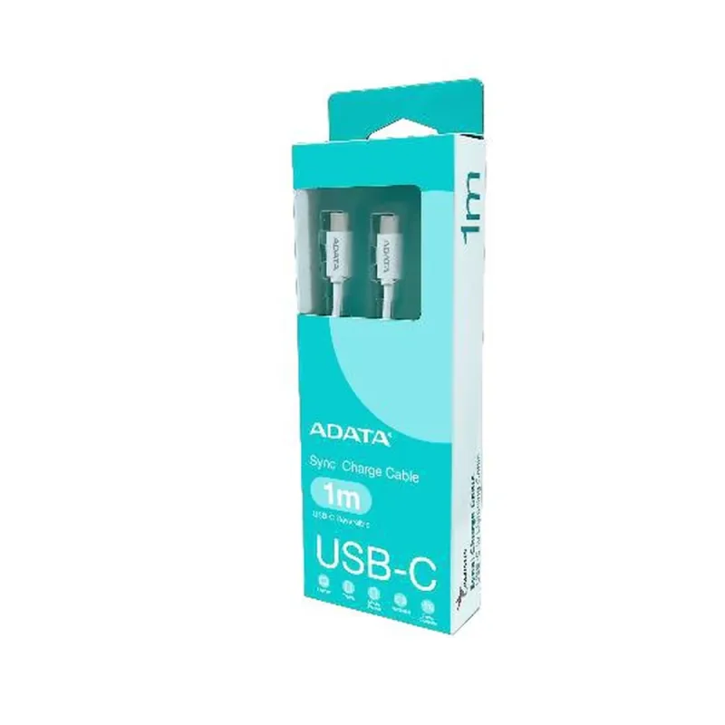 Cable USB-C ADATA 1m Blanco Carga Rápida 100W Modelo CACC-100PN-WH