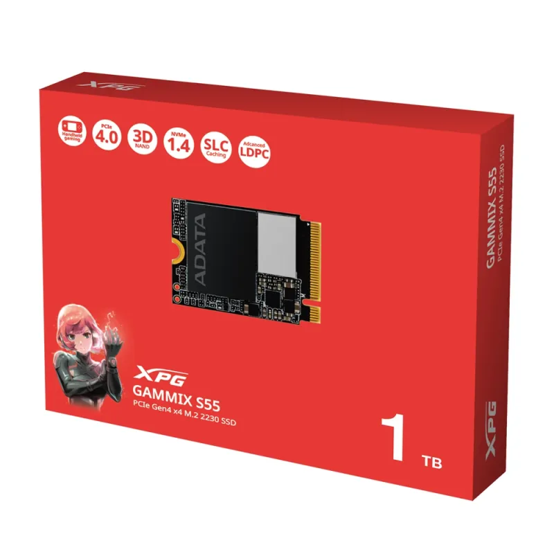 Unidad de Estado Sólido ADATA XPG GAMMIX S55 - M.2 2230 - 1TB - PCI-E 4.0 - SGAMMIXS55-1T-C