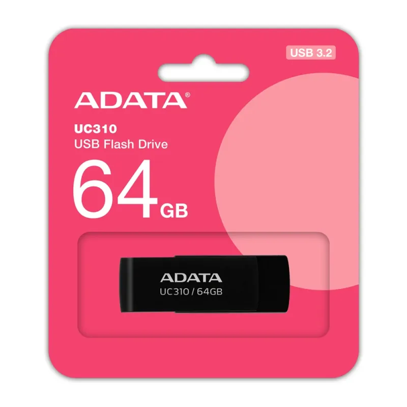 Memoria USB ADATA UC310 - 64GB - USB 3.2 - Negro - UC310-64G-RBK