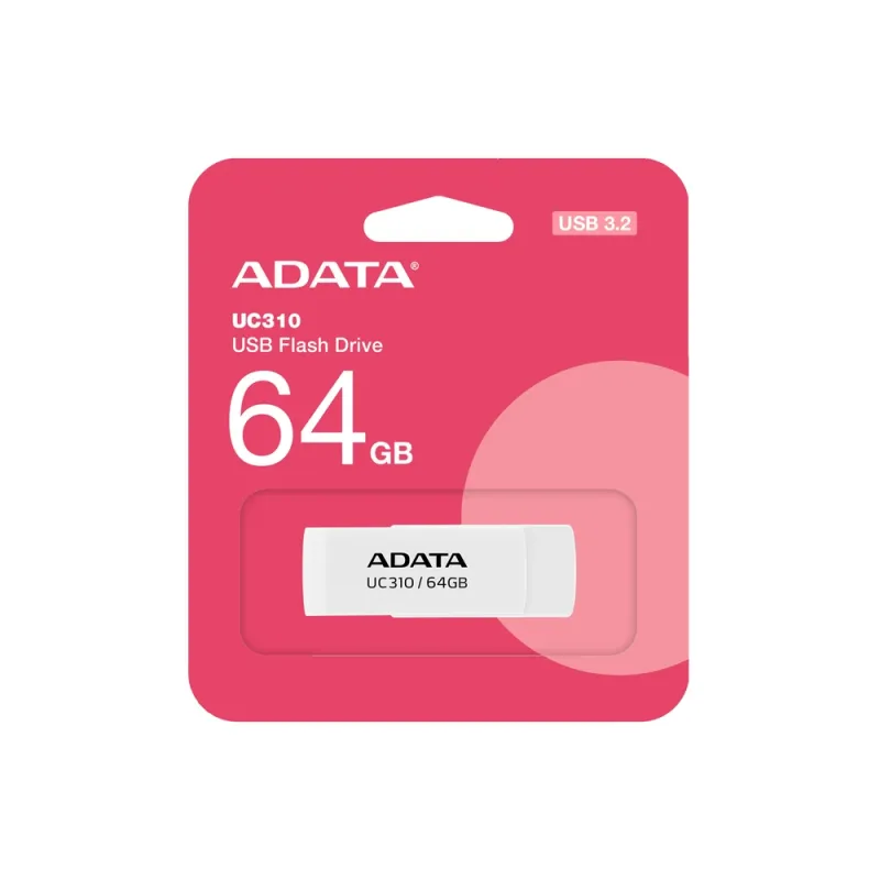 Memoria USB ADATA UC310 - 64B - USB 3.2 - Blanco - UC310-64G-RWH