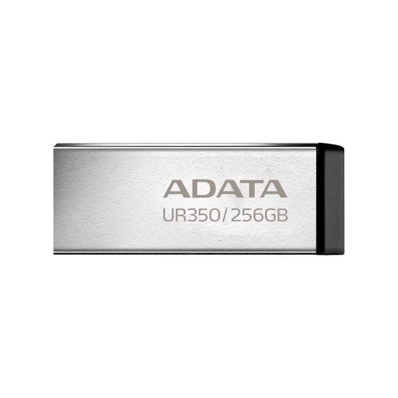 Memoria USB ADATA UR350 - 256GB - USB 3.2 Gen 1 (Retrocompatible 3.0 y 2.0) - Diseño Elegante sin Tapa - Color Metálico Negro - UR350-256G-RSR/BK