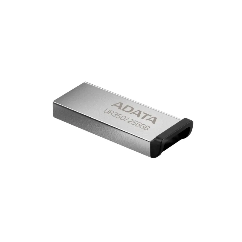 Memoria USB ADATA UR350 - 256GB - USB 3.2 Gen 1 (Retrocompatible 3.0 y 2.0) - Diseño Elegante sin Tapa - Color Metálico Negro - UR350-256G-RSR/BK