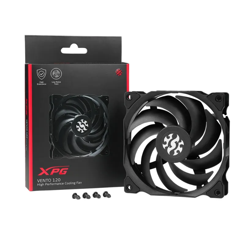 Ventilador ADATA XPG VENTO 120 - 120mm, 1200 RPM, Negro, Modelo VENTO120-BKCWW