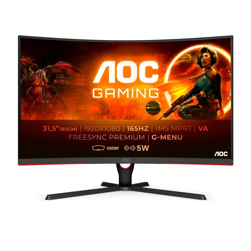 Monitor Gamer AOC C32G3E - 32" - Full HD - 165Hz - HDMI - DisplayPort - Curvo - C32G3E