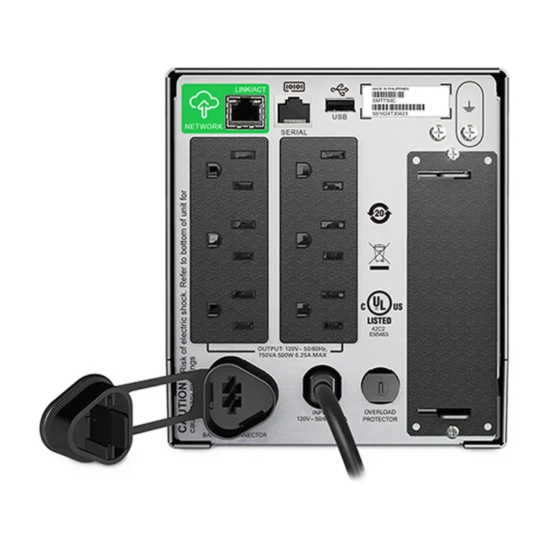 UPS APC Smart-UPS - 750VA/500W - 6 Contactos - Línea interactiva - LCD - SMT750C
