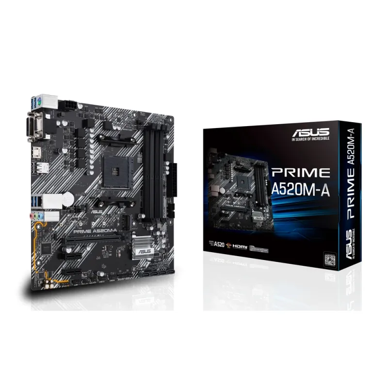 Tarjeta Madre ASUS PRIME A520M-A II/CSM - Socket AM4 - 4xDDR4 - 2133/3200/4800(OC) MHz - HDMI - VGA - DisplayPort - USB 2.0/3.2 - Micro ATX - PRIME A520M-A II/CSM