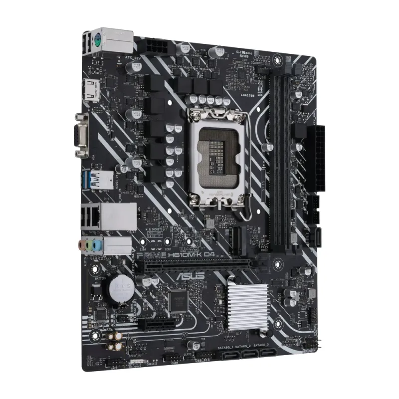 Tarjeta Madre ASUS PRIME H610M-K D4 - Socket 1700 - 2xDDR4 - 2133/2800/3200MHz - HDMI - VGA - USB 2.0/3.2 - Micro ATX - PRIME H610M-K D4