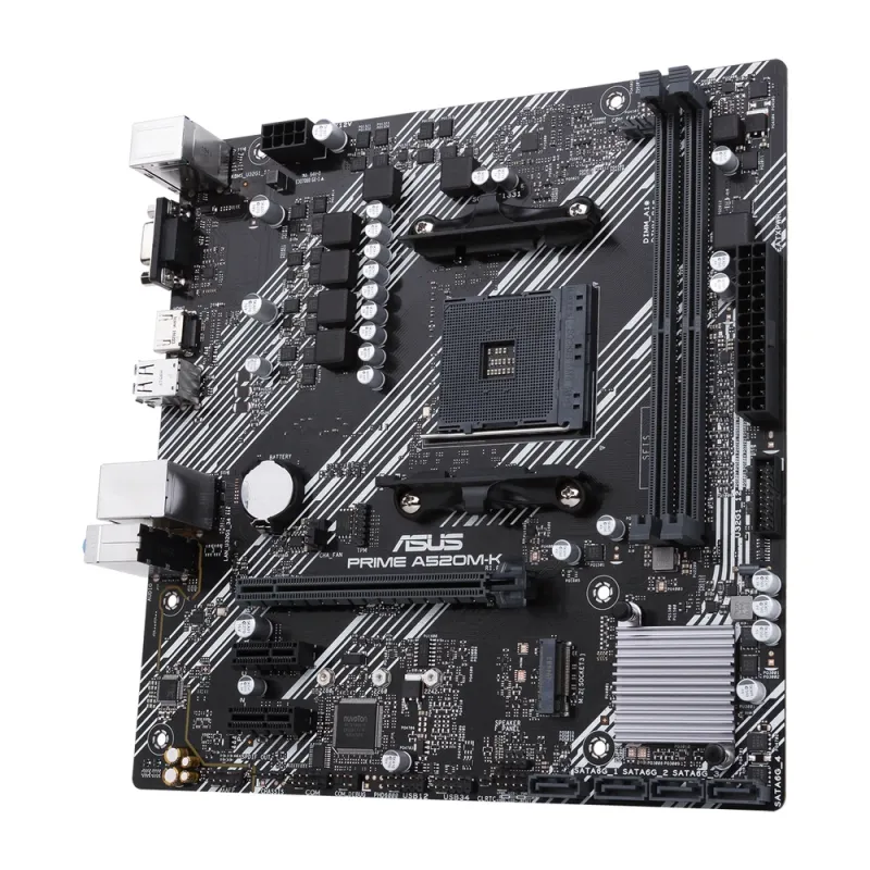 Tarjeta Madre Asus Prime A520M K Socket Am4 2X Ddr4 2133/3200/4600(O.C) Mhz Hdmi Vga M.2 Usb 2.0/3.2 Micro Atx - PRIME A520M-K