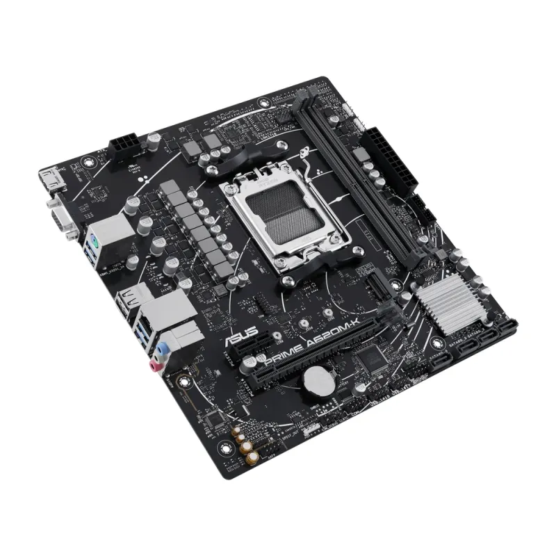 Tarjeta Madre ASUS PRIME A620M-K - Socket AM5 - 2x DDR5 - 4800/6200(OC)/7200+(OC)MHz - HDMI - VGA - USB 2.0/3.2 - Micro ATX - PRIME A620M-K