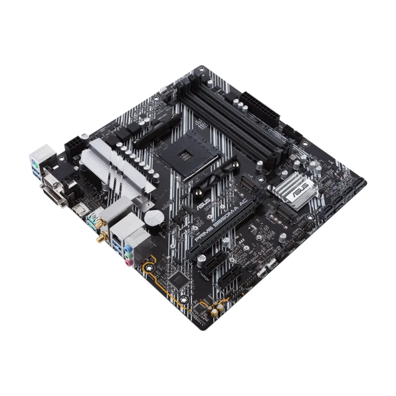 Tarjeta Madre ASUS PRIME B550M-A AC - Socket AM4 - 4xDDR4 - 2400/3200/4600(O.C) MHz - HDMI - VGA - DVI-D - USB 2.0/3.2 - Micro ATX - PRIME B550M-A AC