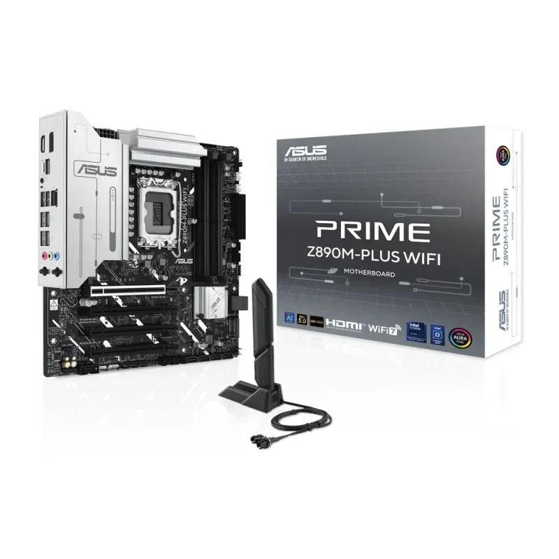 Tarjeta Madre ASUS PRIME Z890M-PLUS WIFI - LGA 1851 - 4x DDR5 - USB - HDMI - DisplayPort - Micro ATX - PRIME Z890M-PLUS WIFI