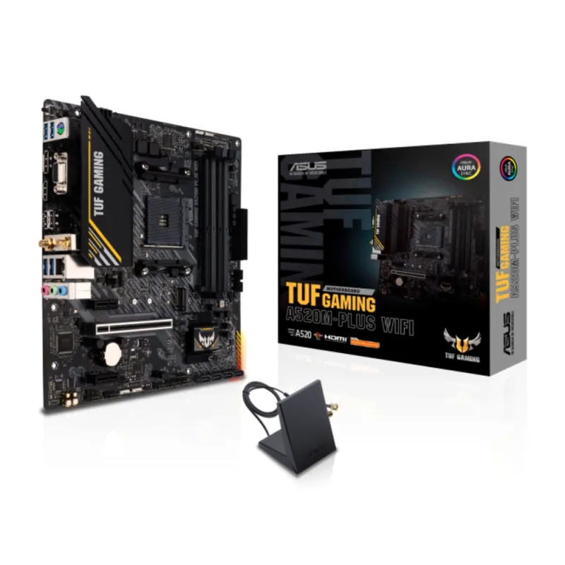 Tarjeta Madre ASUS TUF GAMING A520M-PLUS WIFI - Socket AM4 - 4xDDR4 - 2133/3200/4866(O.C.)MHz - HDMI - VGA - DisplayPort - USB 2.0/3.2 - Micro ATX - TUF GAMING A520M-PLUS WIFI