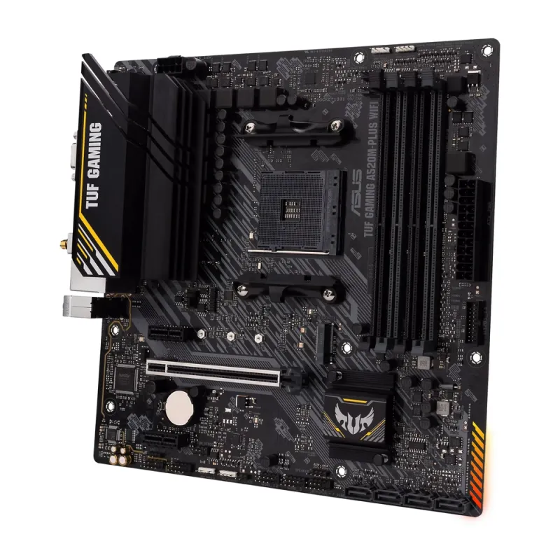 Tarjeta Madre ASUS TUF GAMING A520M-PLUS WIFI - Socket AM4 - 4xDDR4 - 2133/3200/4866(O.C.)MHz - HDMI - VGA - DisplayPort - USB 2.0/3.2 - Micro ATX - TUF GAMING A520M-PLUS WIFI