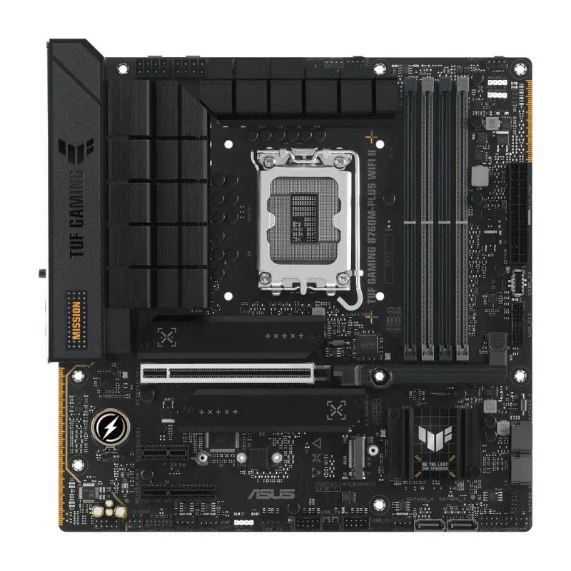 Tarjeta Madre ASUS TUF GAMING B760M-PLUS WIFI II - Socket 1700 - 4xDDR5 - 4800/6400(OC)/7800+(OC) MHz - HDMI - DisplayPort - Micro ATX - TUF GAMING B760M-PLUS WIFI II