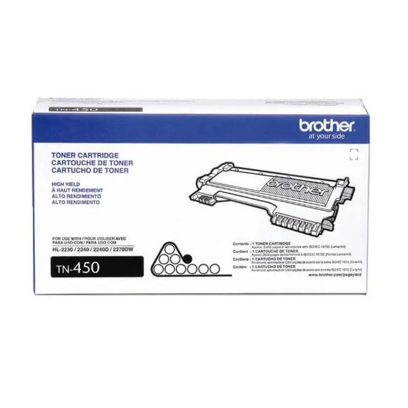 Cartucho Tóner Brother Tn450 2600 Páginas, Negro, Laser - TN450